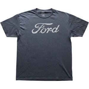 Tee Luv Shirt Mens 2XL Gray Ford Logo Graphic Tee Tagless Cotton Blend Jersey